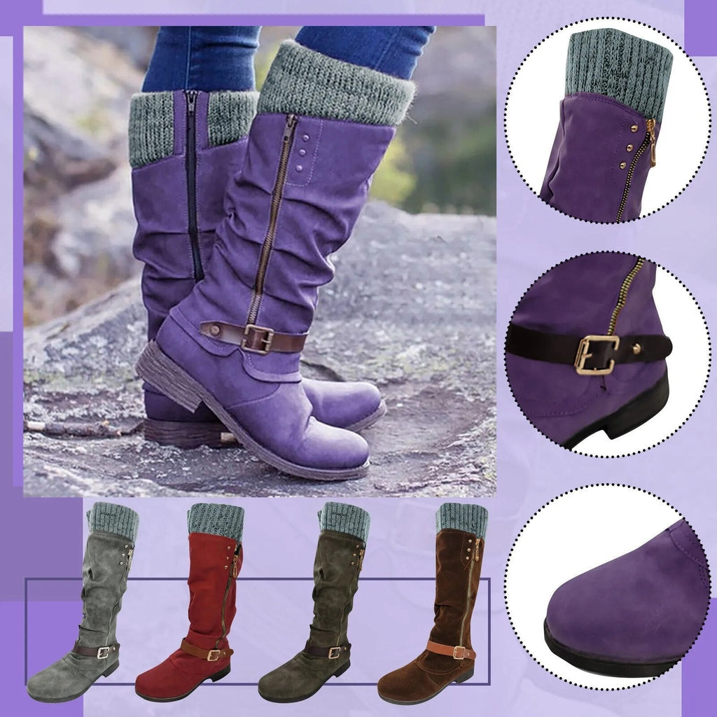 Isla | Cosy Knit-Cuff Knee-High Snow Boots