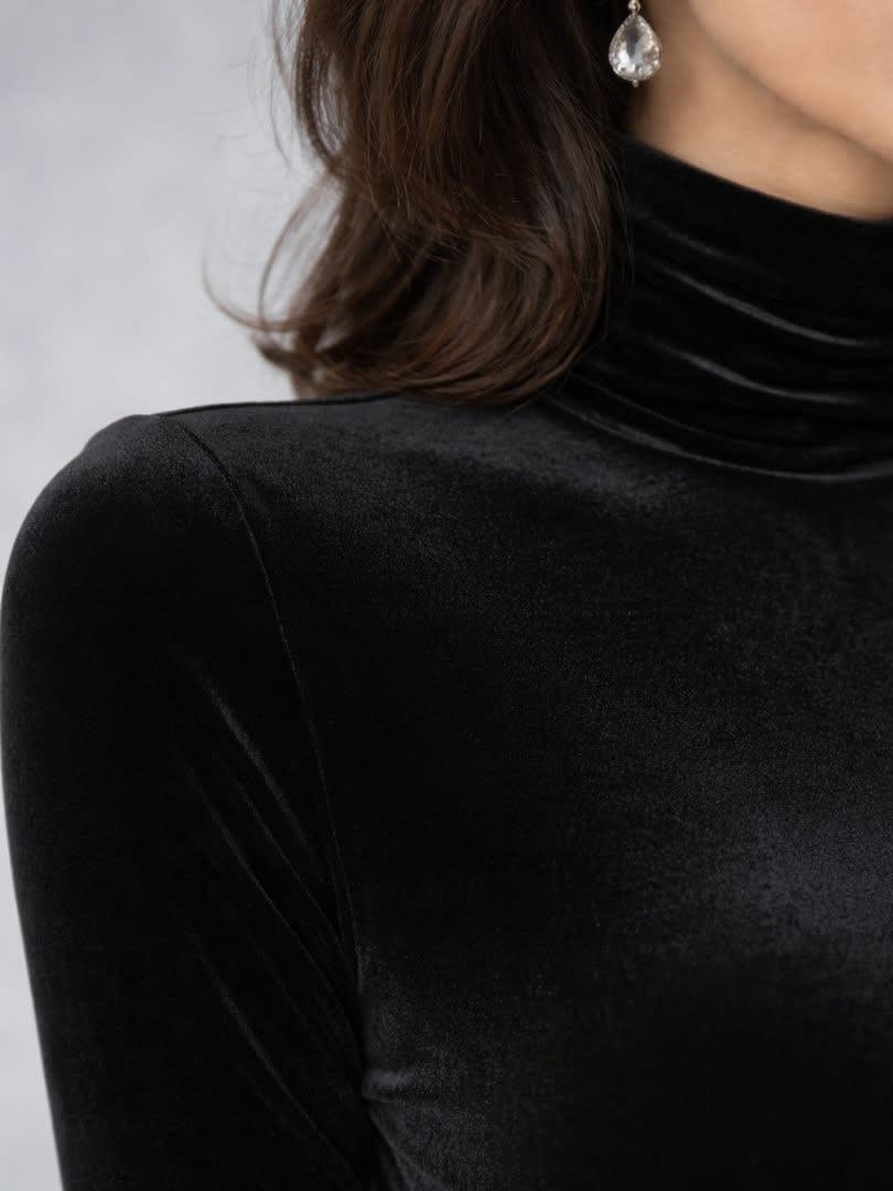 Isla | Graceful Ruched Turtleneck Christmas Dress