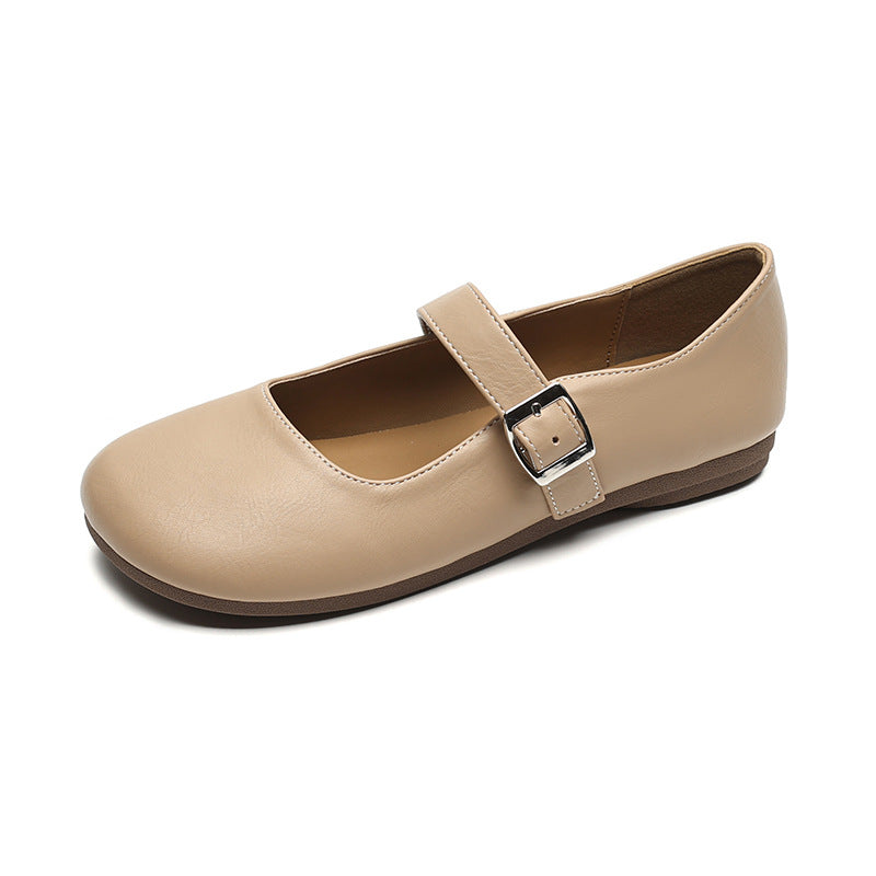 Isla | Sophisticated Round Toe Mary Jane Flats with Buckle Strap