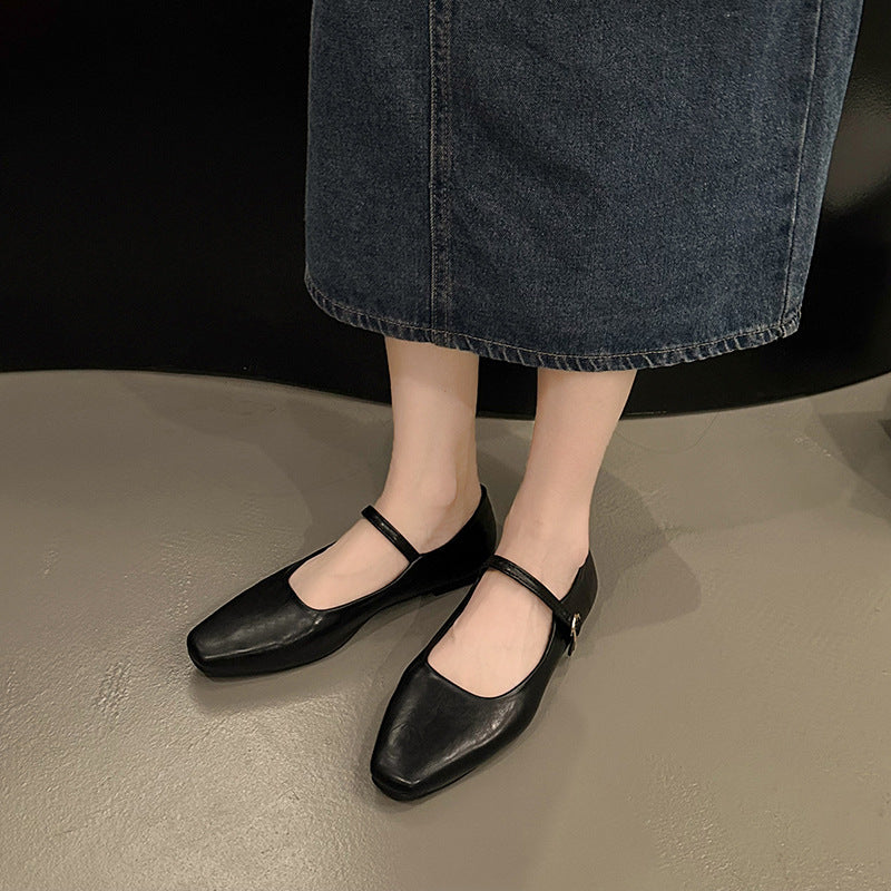 Ivy | Cosy Square Toe Mary Jane Flats with Adjustable Strap