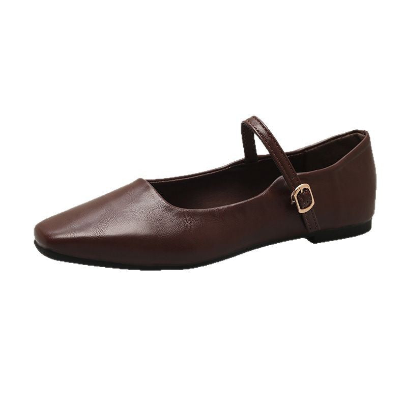 Ivy | Cosy Square Toe Mary Jane Flats with Adjustable Strap