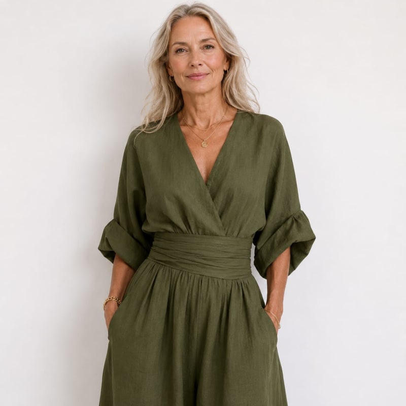 Ivy | Effortless Wrap Waist Wide Leg Jumpsuit
