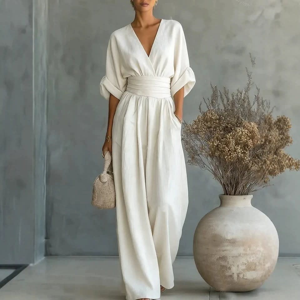 Ivy | Effortless Wrap Waist Wide Leg Jumpsuit