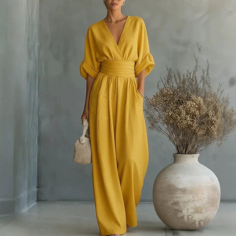 Ivy | Effortless Wrap Waist Wide Leg Jumpsuit