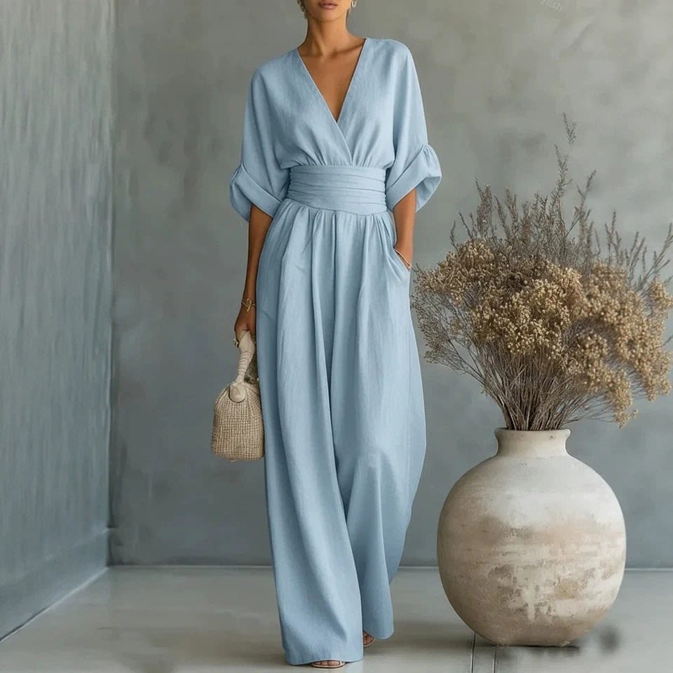 Ivy | Effortless Wrap Waist Wide Leg Jumpsuit