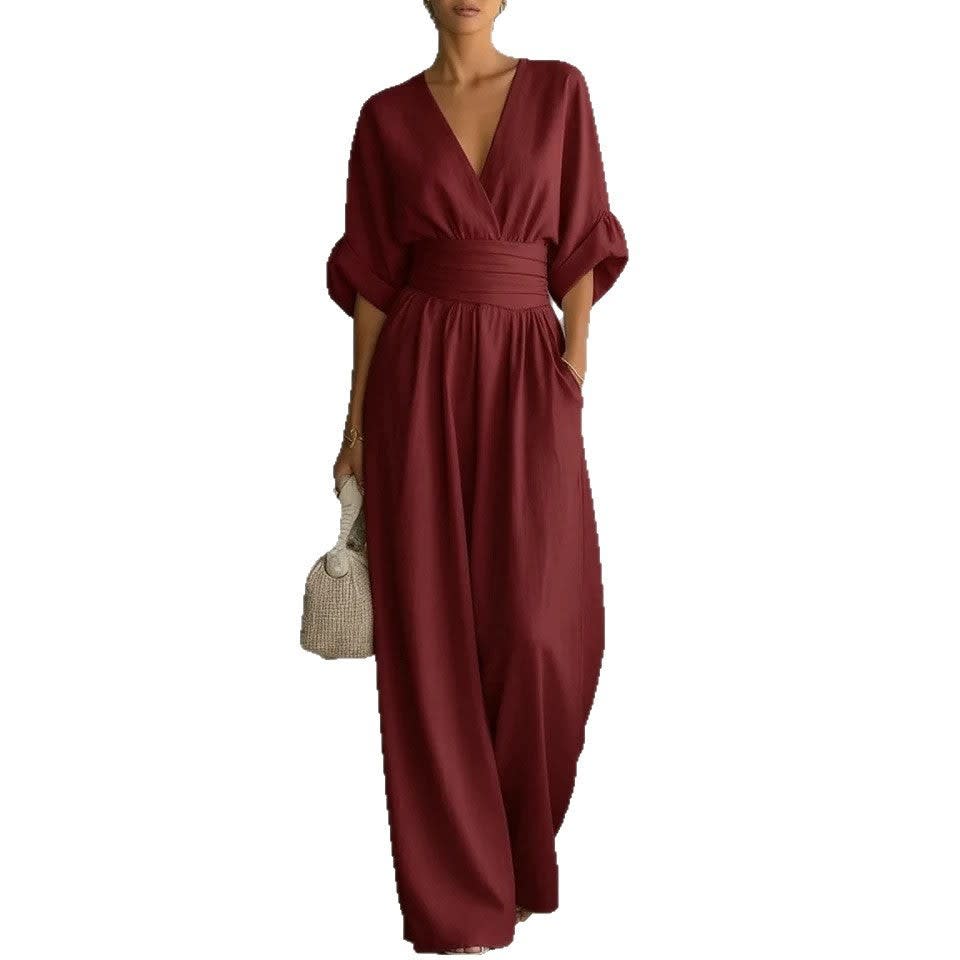 Ivy | Effortless Wrap Waist Wide Leg Jumpsuit