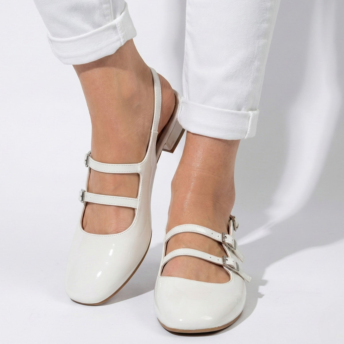 Ivy | Graceful Double Strap Mary Jane Square Toe Block Heels