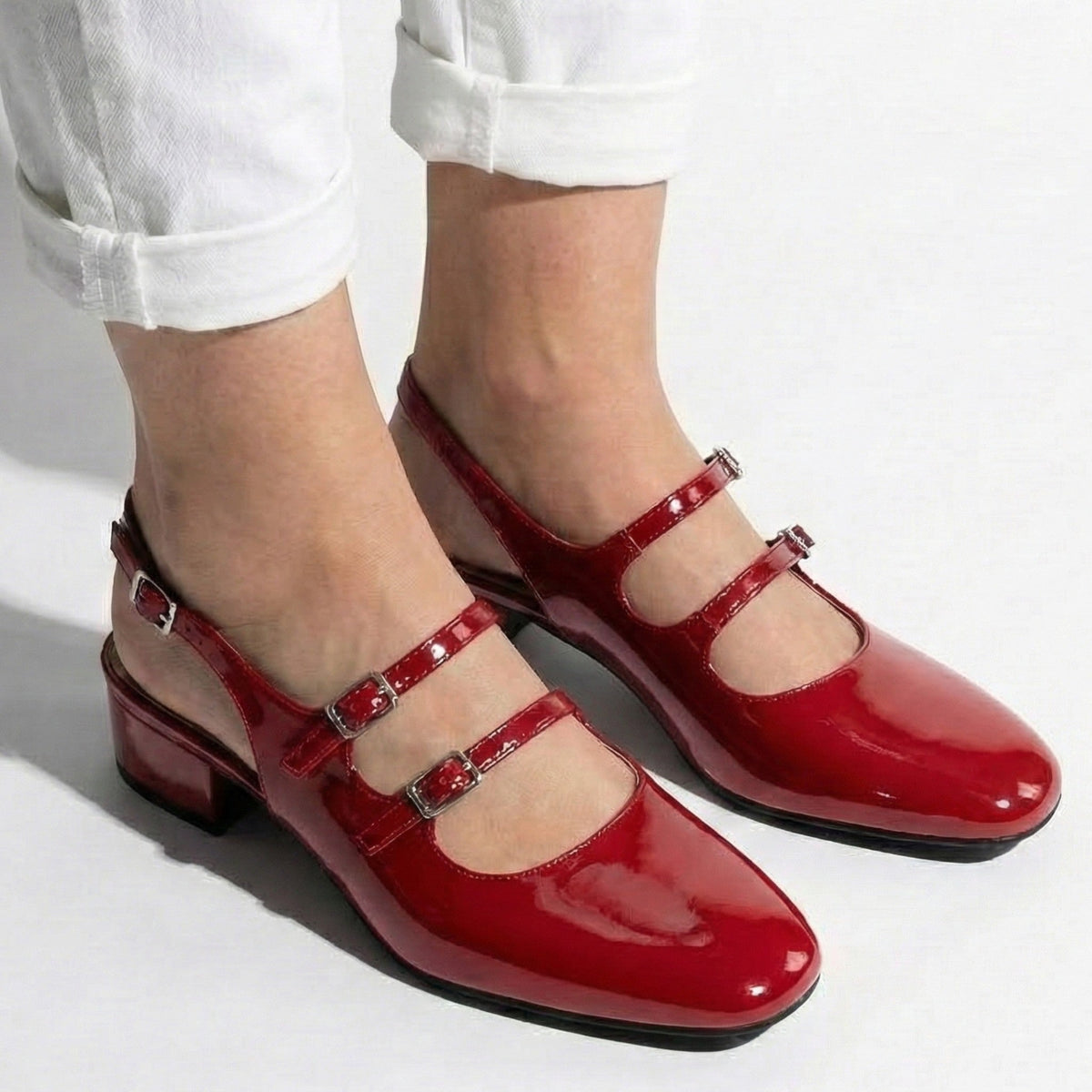 Ivy | Graceful Double Strap Mary Jane Square Toe Block Heels