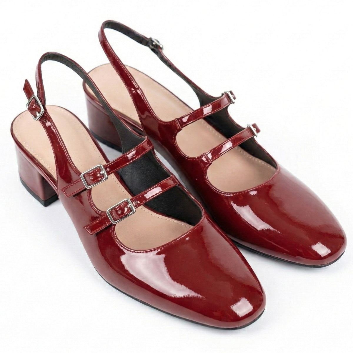 Ivy | Graceful Double Strap Mary Jane Square Toe Block Heels