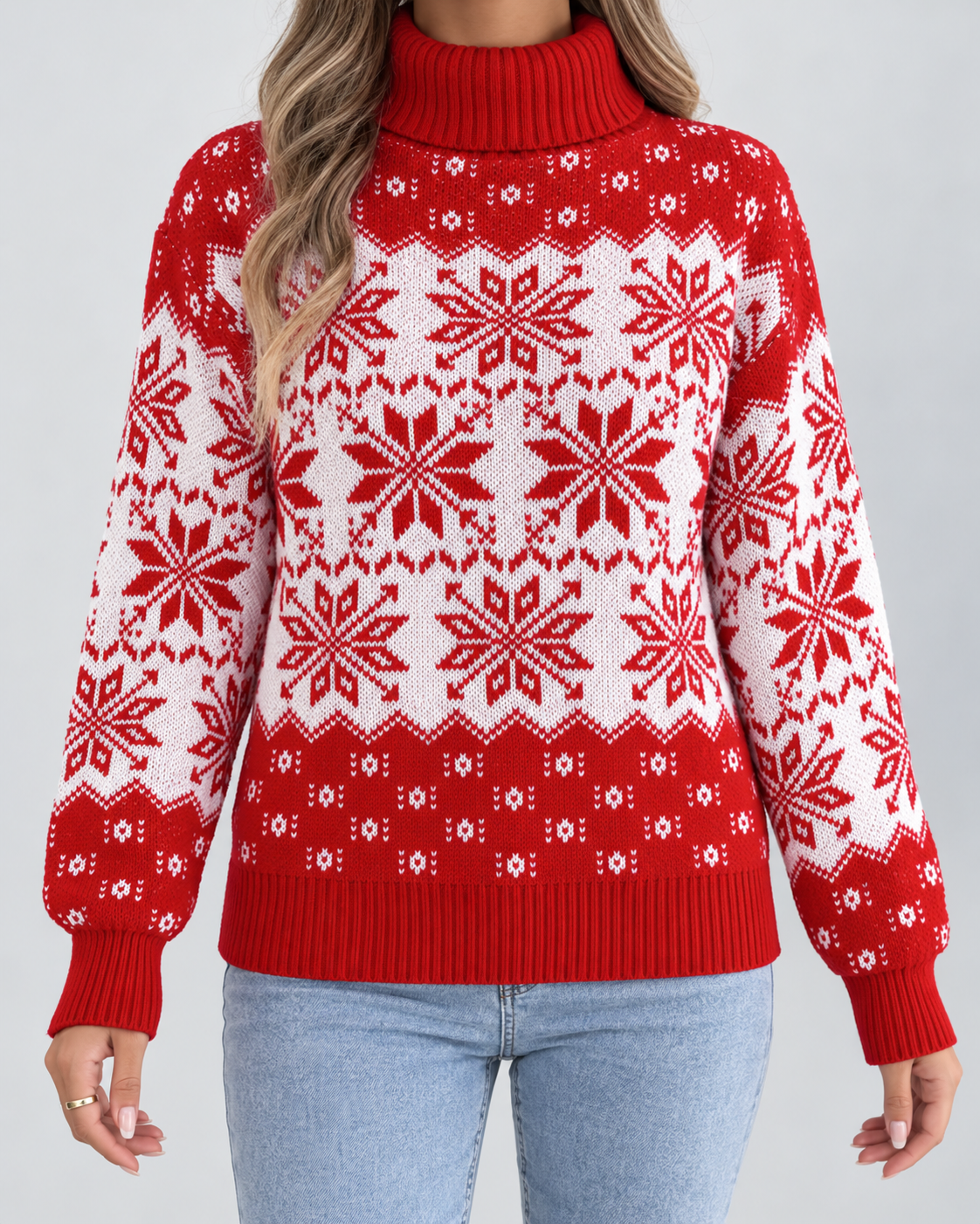 Ivy | Snowflake Roll Neck Christmas Jumper for Women