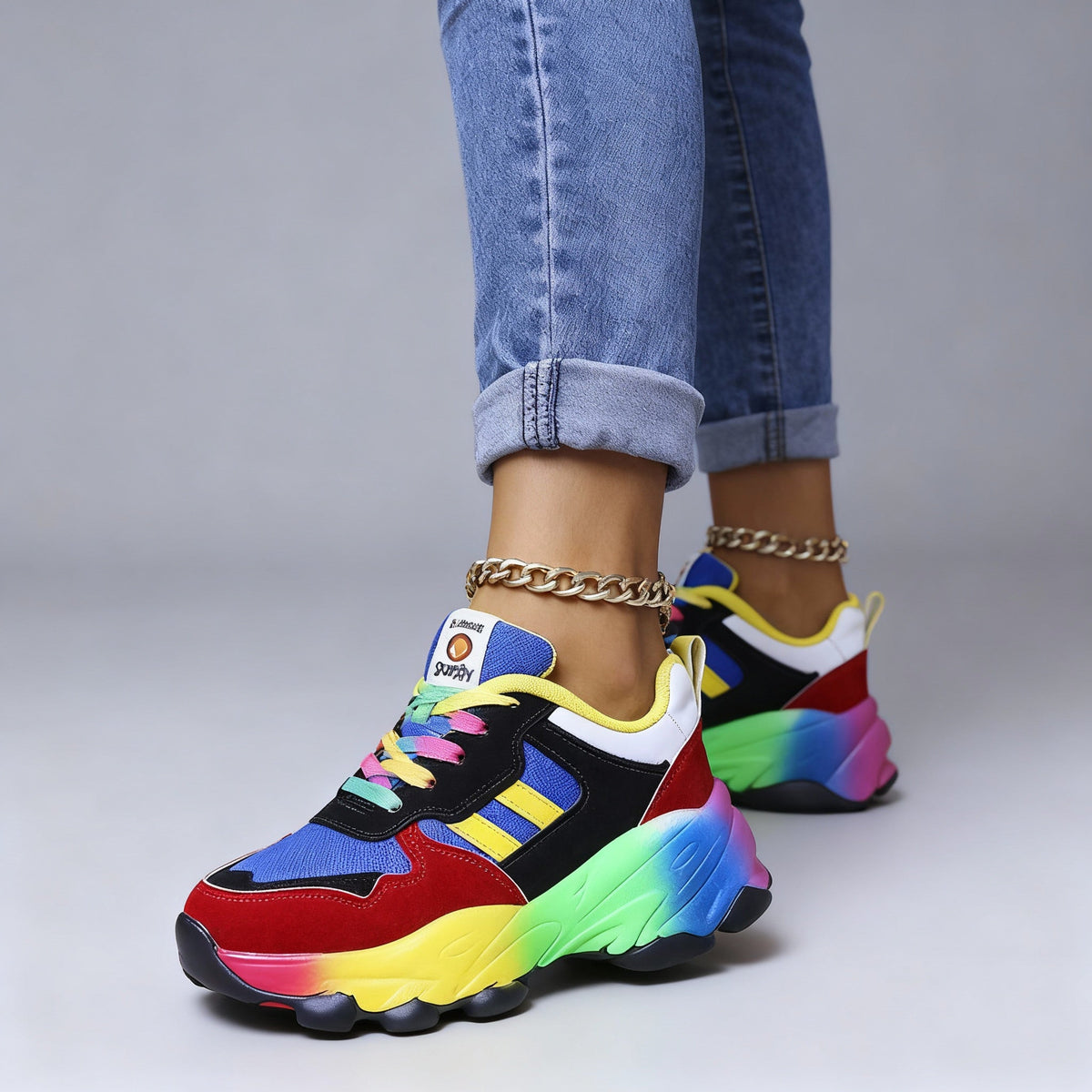 Ivy | Sophisticated Colour-Block Orthopedic Shoes Chunky Sneakers