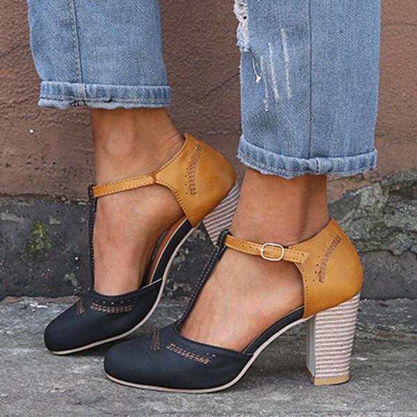 Ivy | Stylish T-Strap Block Heel Mary Jane Shoes