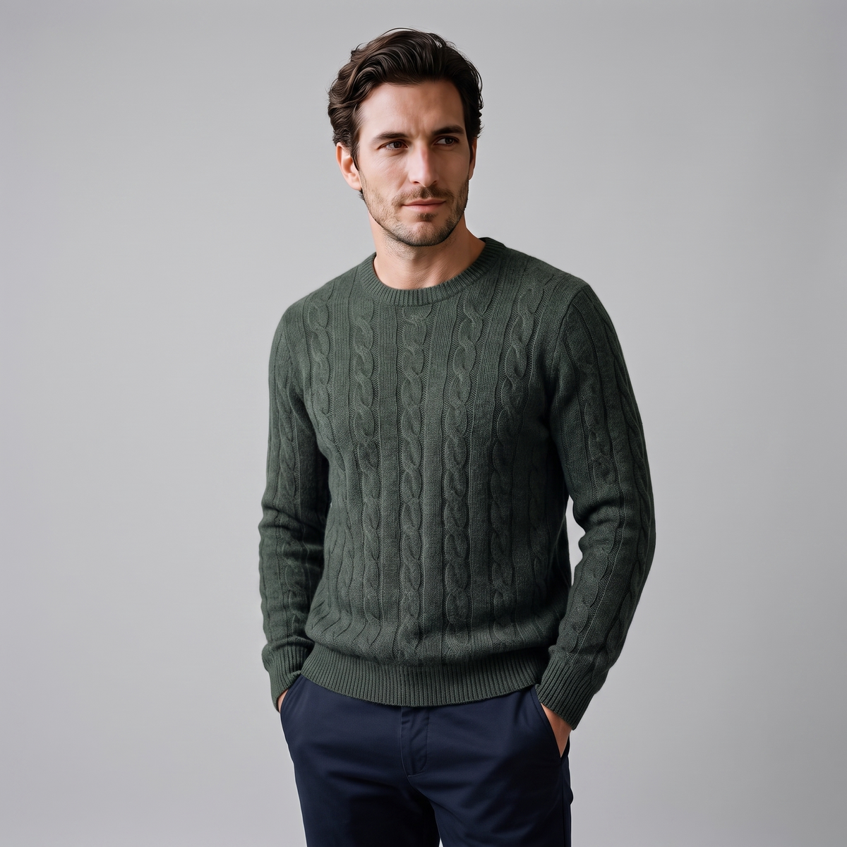Jacob | Effortless Cable Knit Crew Neck Mens Jumpers