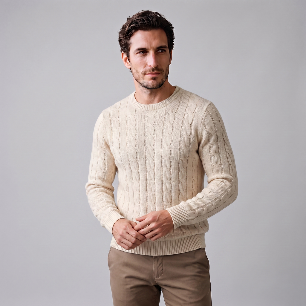 Jacob | Effortless Cable Knit Crew Neck Mens Jumpers