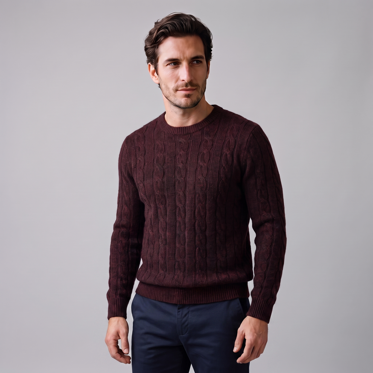 Jacob | Effortless Cable Knit Crew Neck Mens Jumpers
