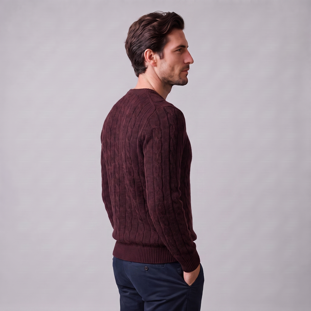 Jacob | Effortless Cable Knit Crew Neck Mens Jumpers