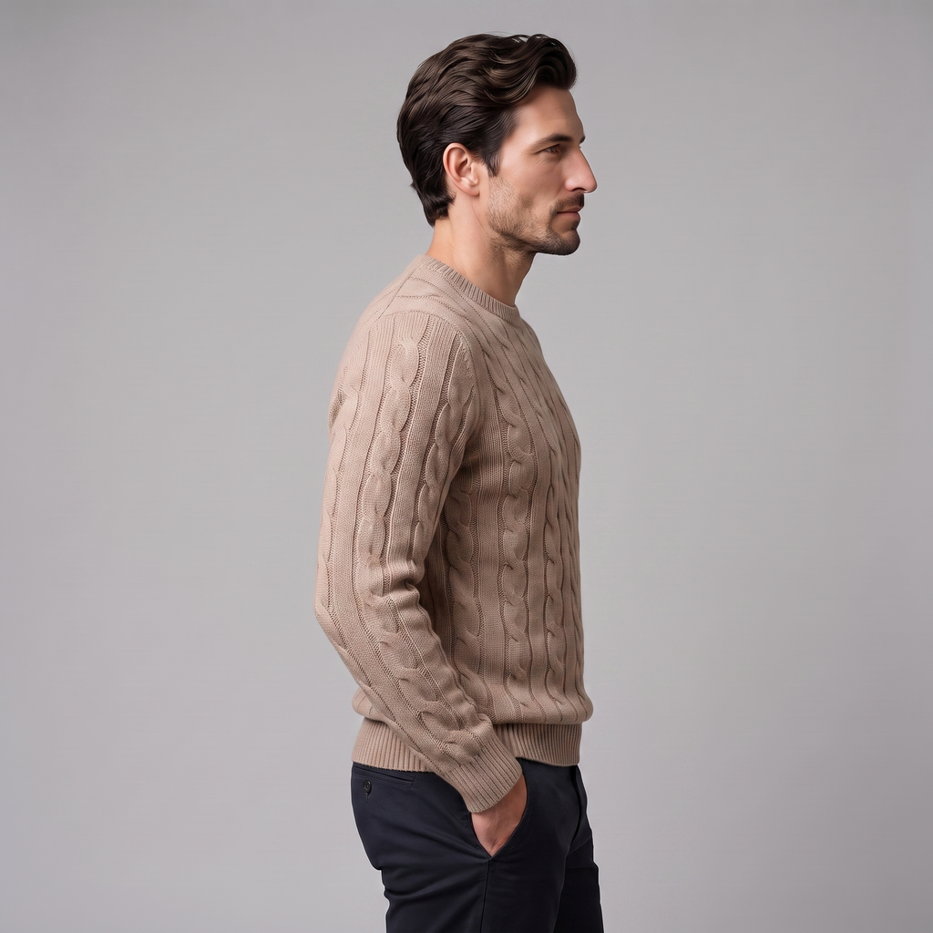 Jacob | Effortless Cable Knit Crew Neck Mens Jumpers