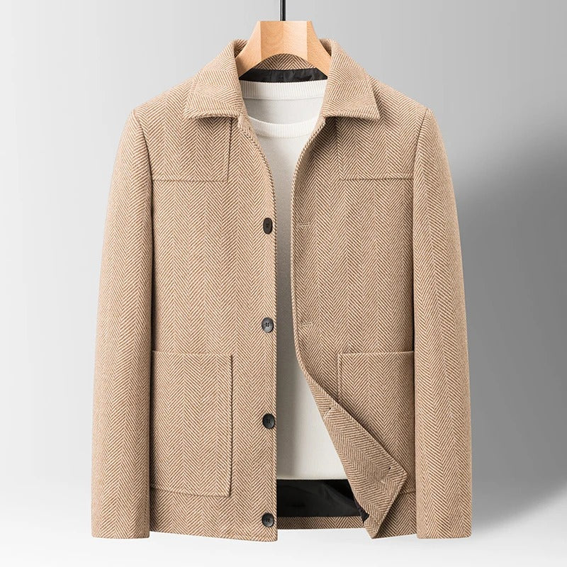 Jacob | Relaxed Herringbone Button Front Tweed Jacket