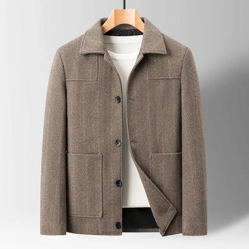 Jacob | Relaxed Herringbone Button Front Tweed Jacket