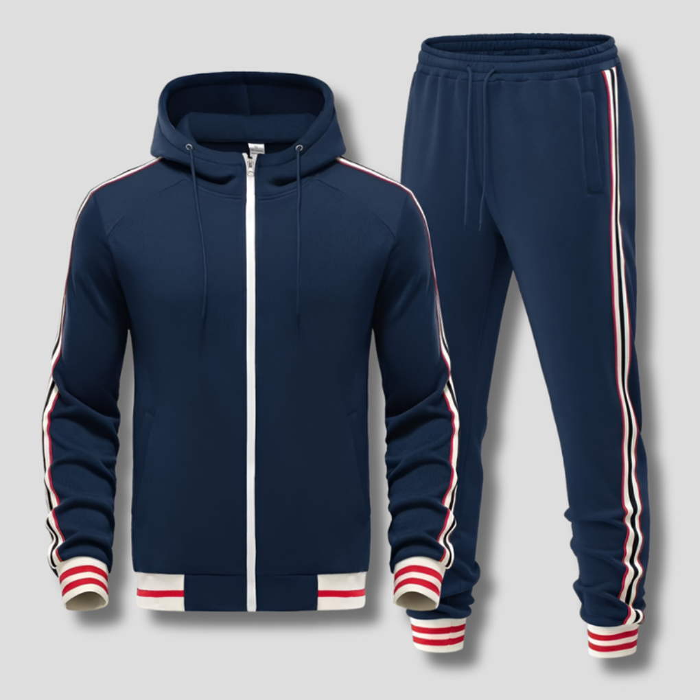 James | Cosy Zip-Up Jogger Tracksuit Set with Stripe Detail
