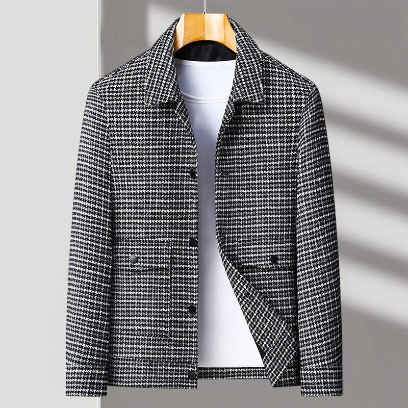 James | Houndstooth Collared Button-Up Tweed Jacket