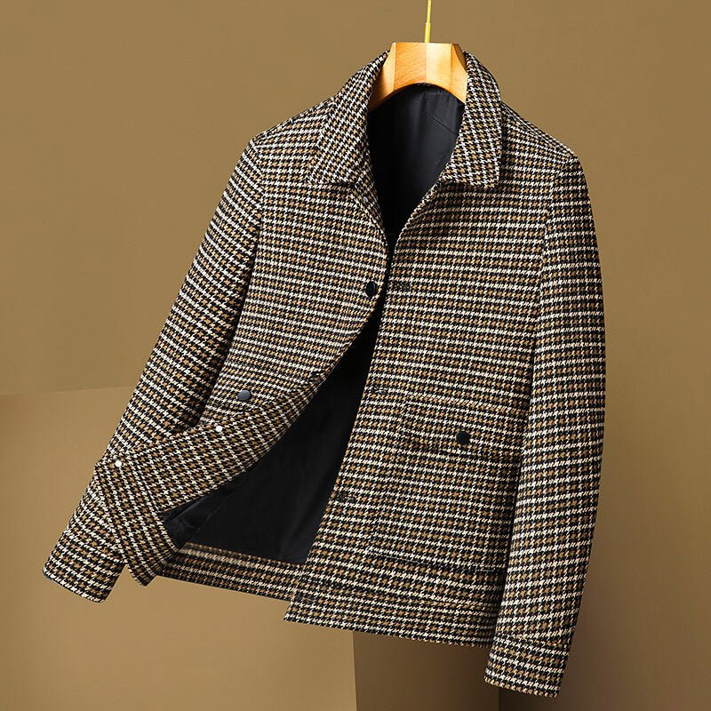 James | Houndstooth Collared Button-Up Tweed Jacket