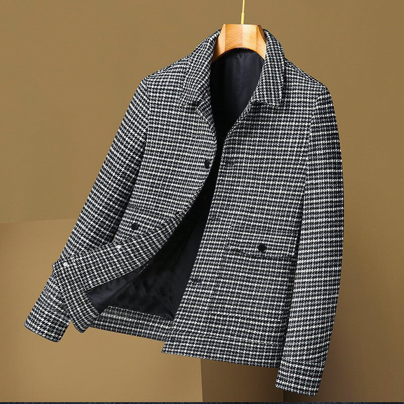 James | Houndstooth Collared Button-Up Tweed Jacket