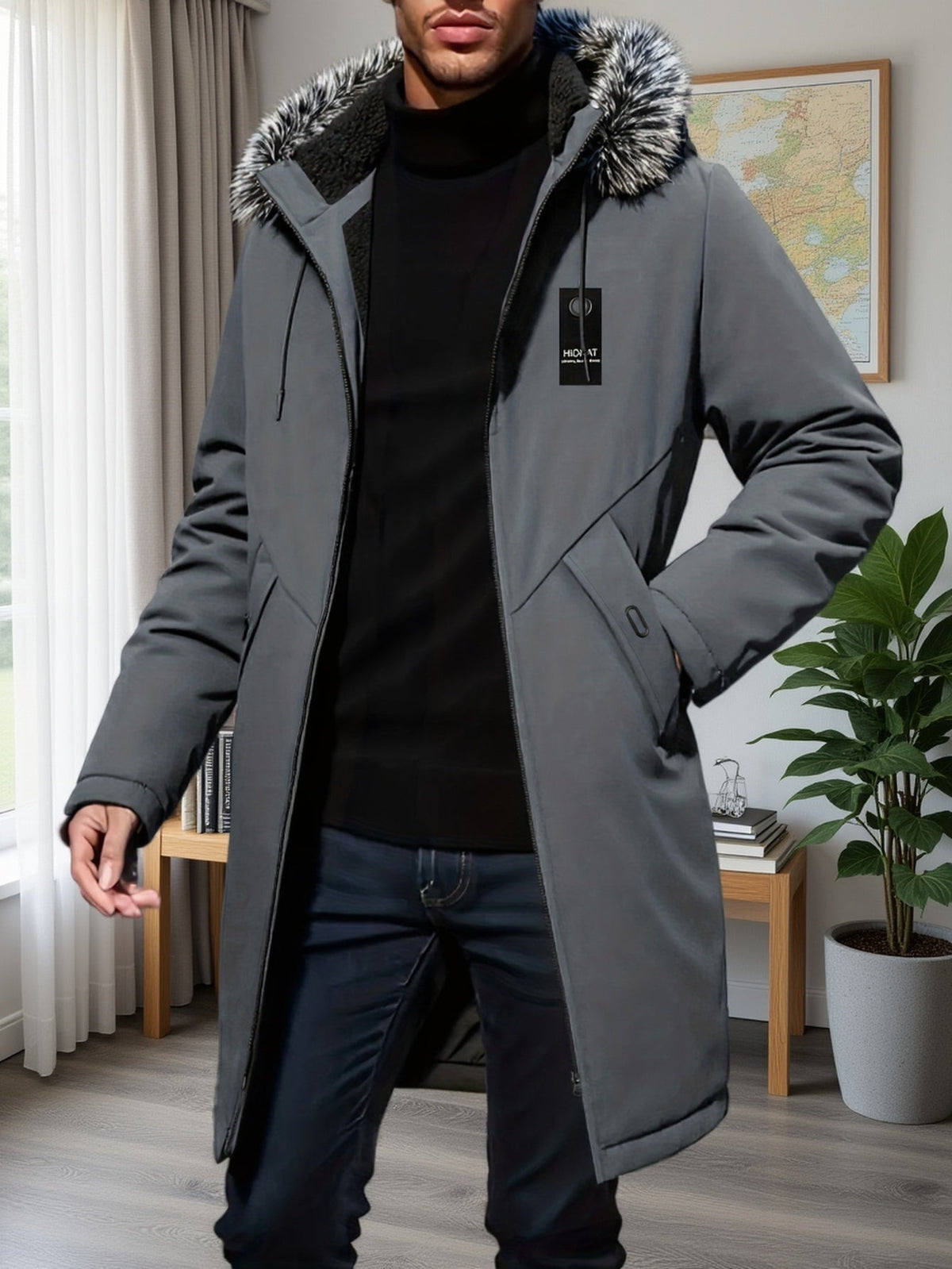 Jaxon | Polished Fur-Trim Hooded Mens Parka Jacket