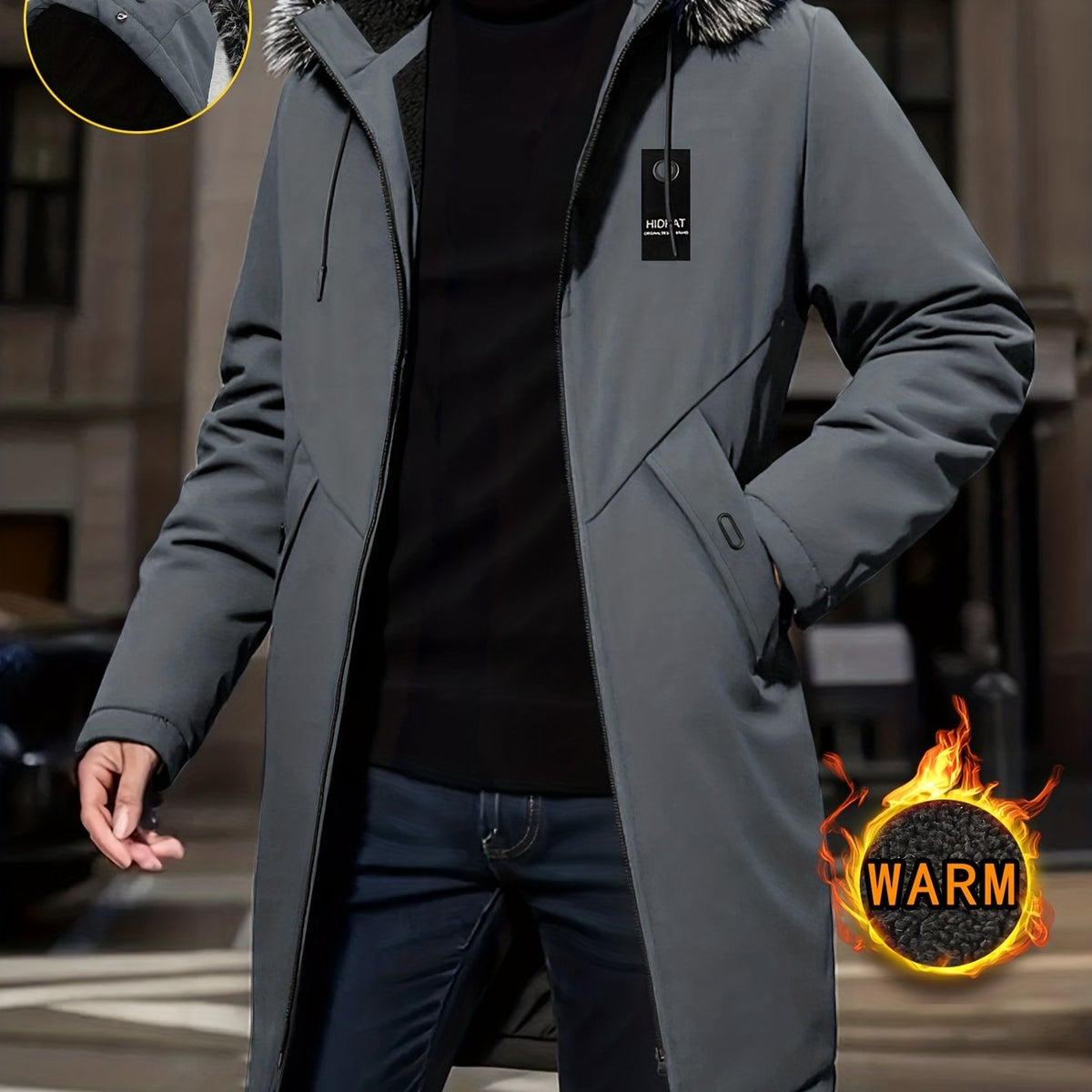 Jaxon | Polished Fur-Trim Hooded Mens Parka Jacket