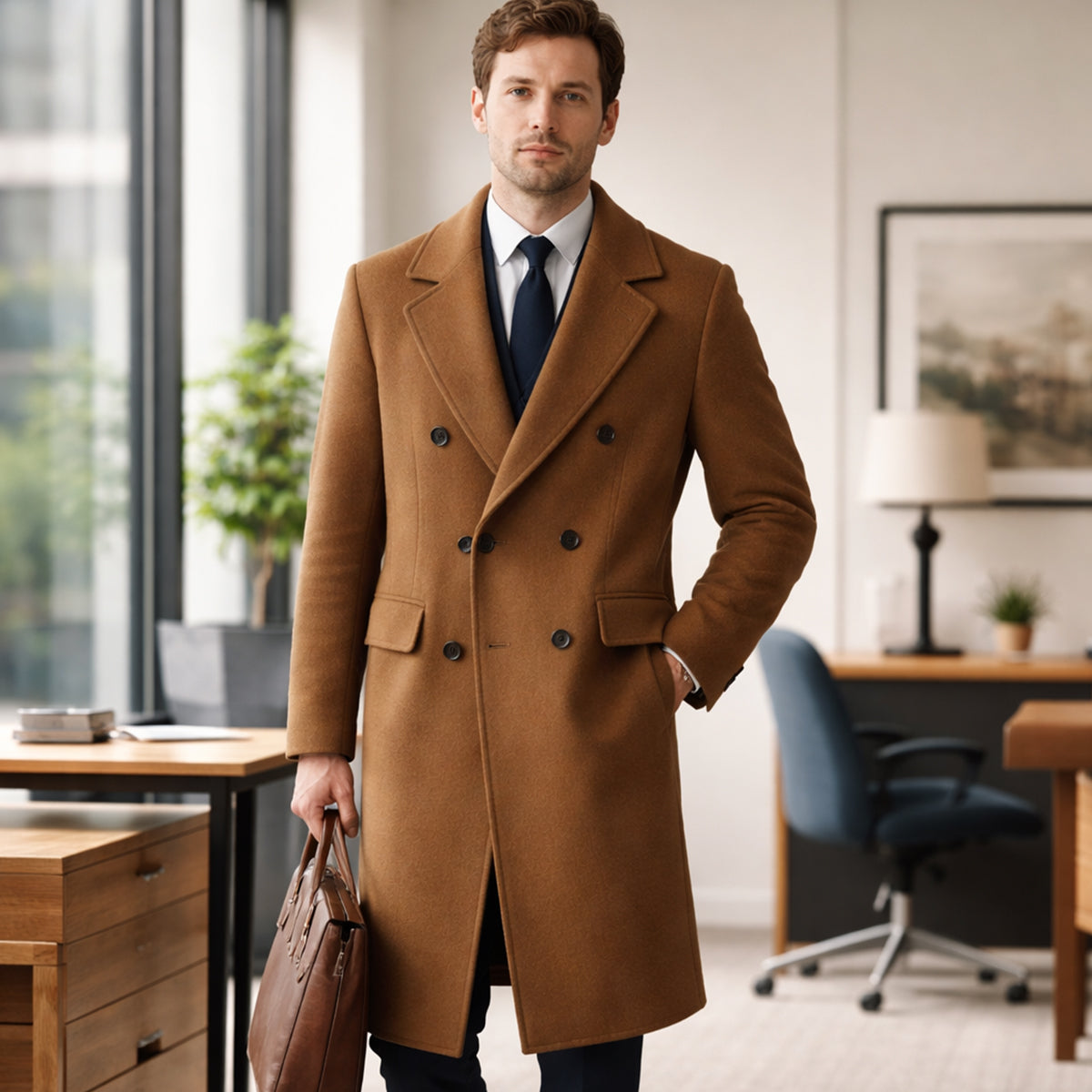 Jesse | Classic Tailored Long Double-Breasted Mens Coats