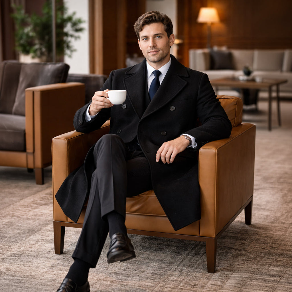 Jesse | Classic Tailored Long Double-Breasted Mens Coats