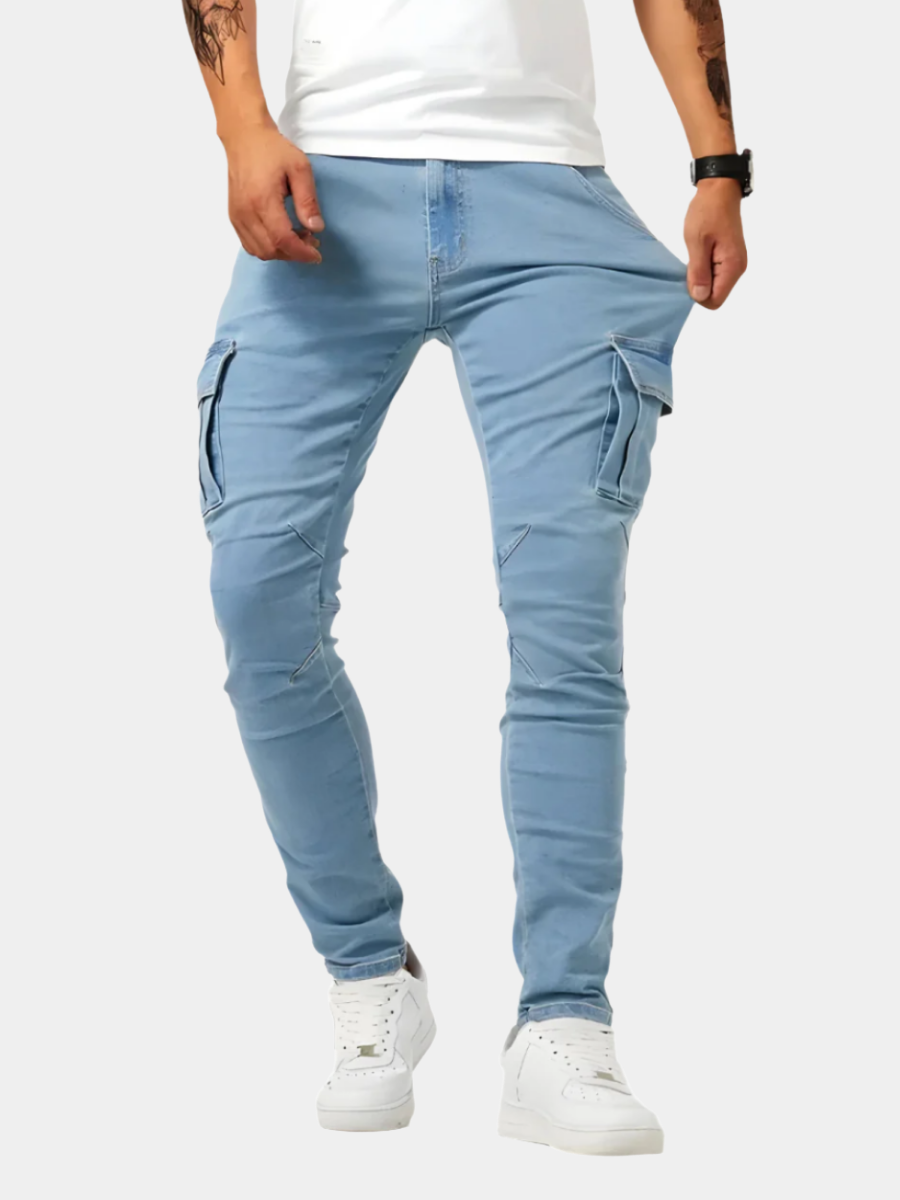 Jesse | Polished Slim Fit Stretch Cargo Trousers