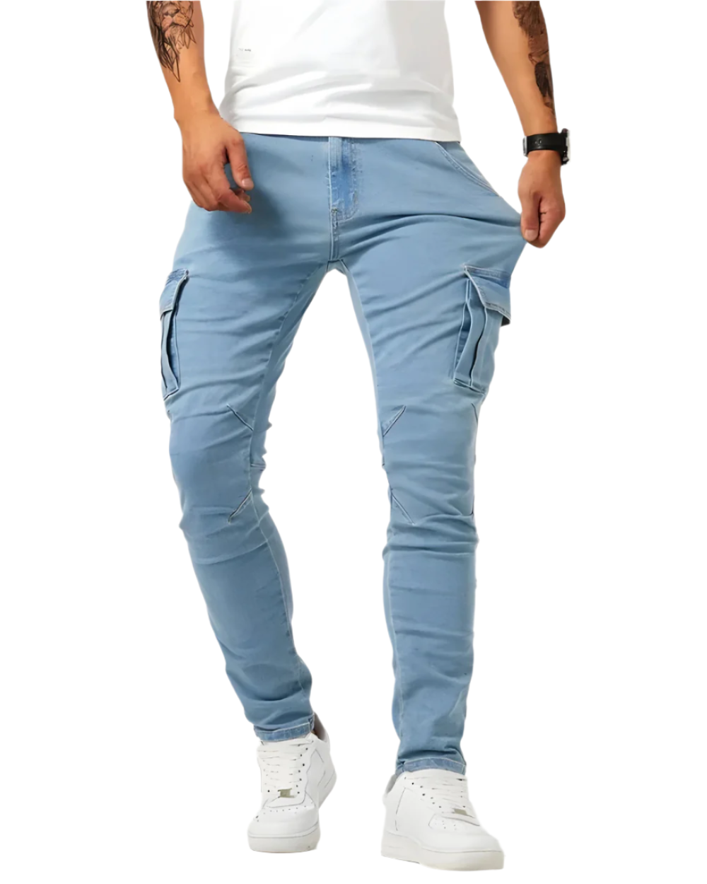 Jesse | Polished Slim Fit Stretch Cargo Trousers