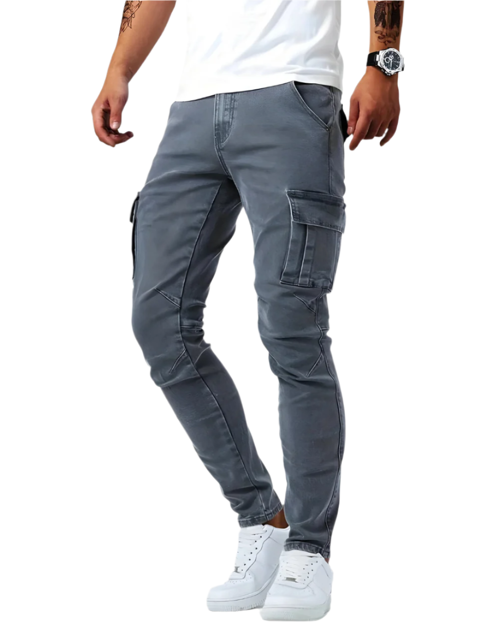 Jesse | Polished Slim Fit Stretch Cargo Trousers