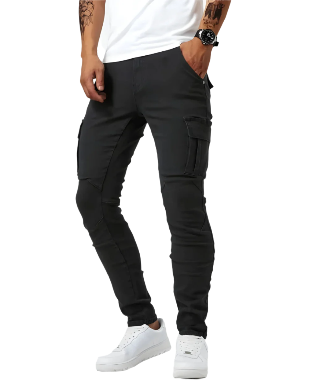 Jesse | Polished Slim Fit Stretch Cargo Trousers