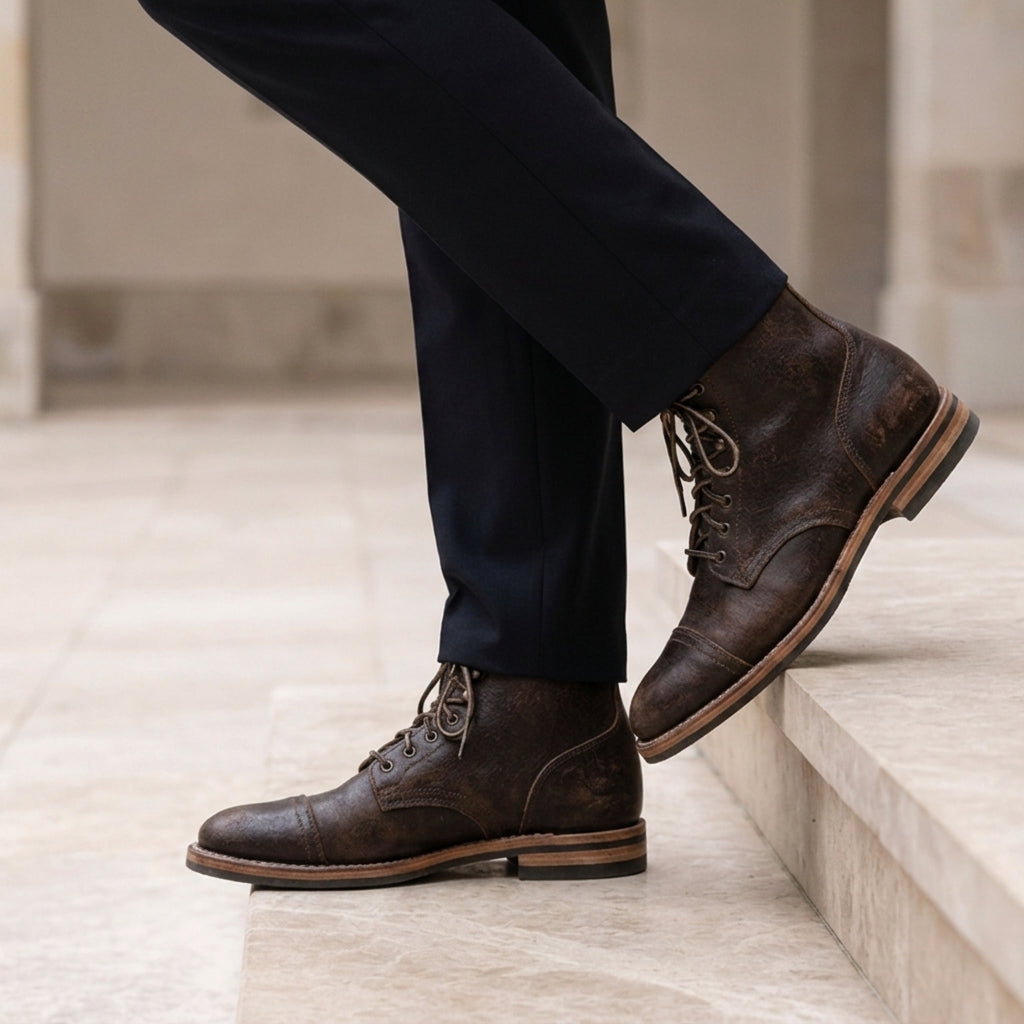Jesse | Sophisticated Cap Toe Lace-Up Mens Boots