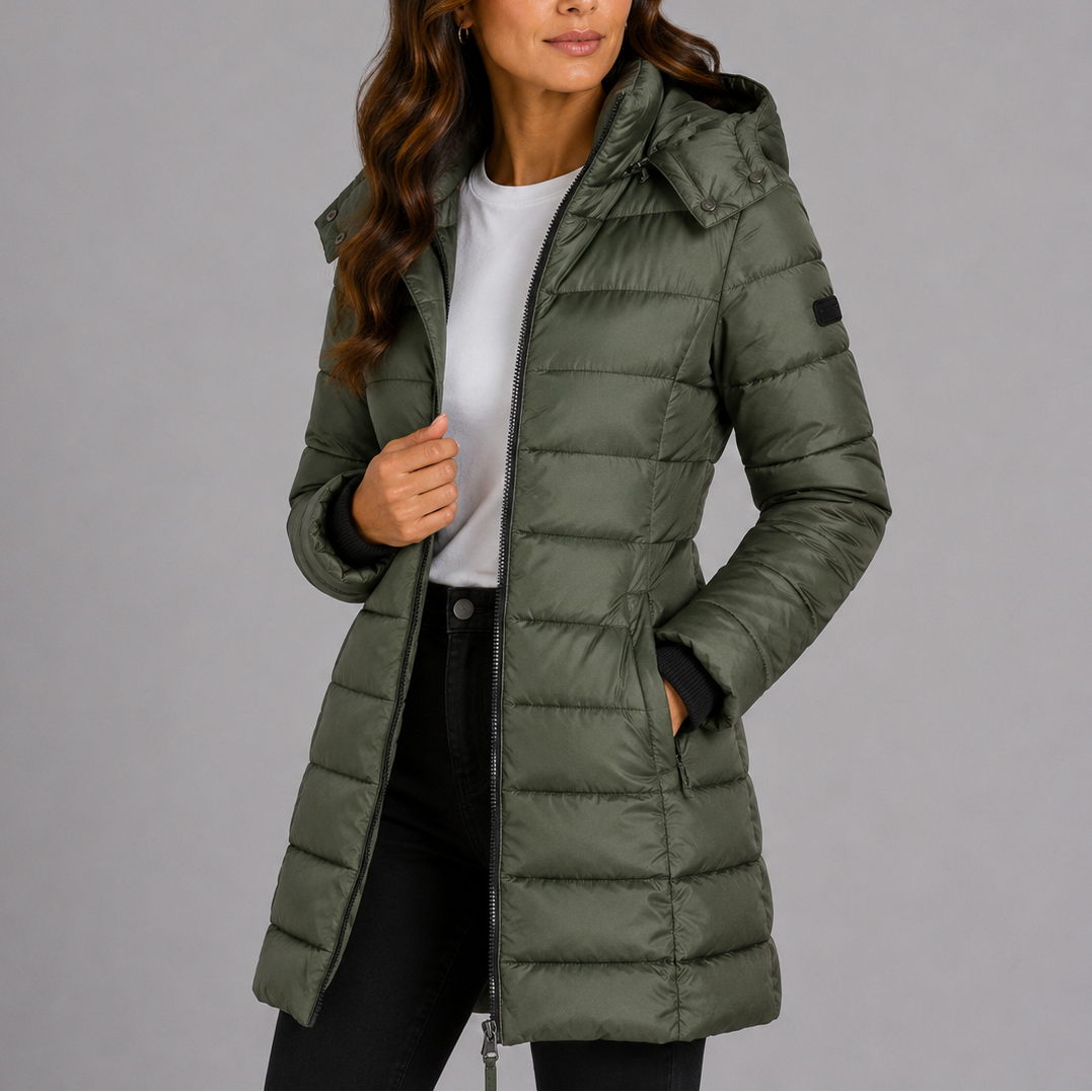 Jessica | Classic Quilted Long Puffer Coat with Hood