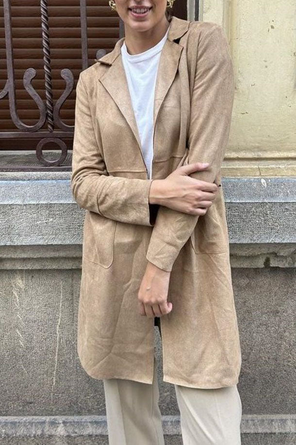 Jessica | Polished Suede Jacket Trenchcoat with Belted Waist