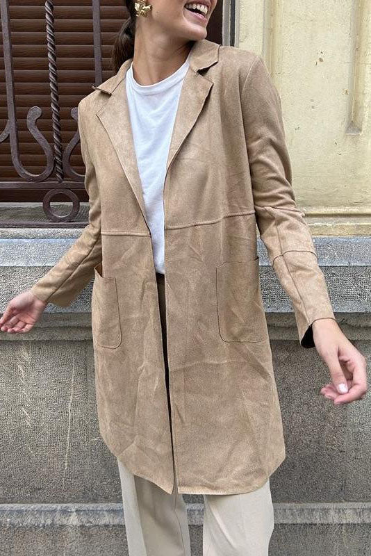 Jessica | Polished Suede Jacket Trenchcoat with Belted Waist