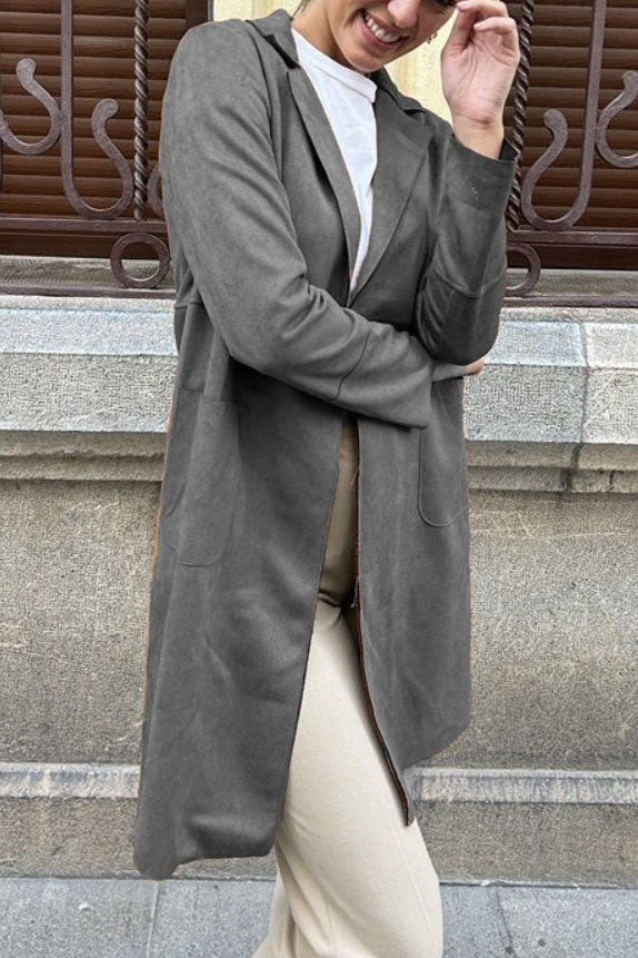 Jessica | Polished Suede Jacket Trenchcoat with Belted Waist