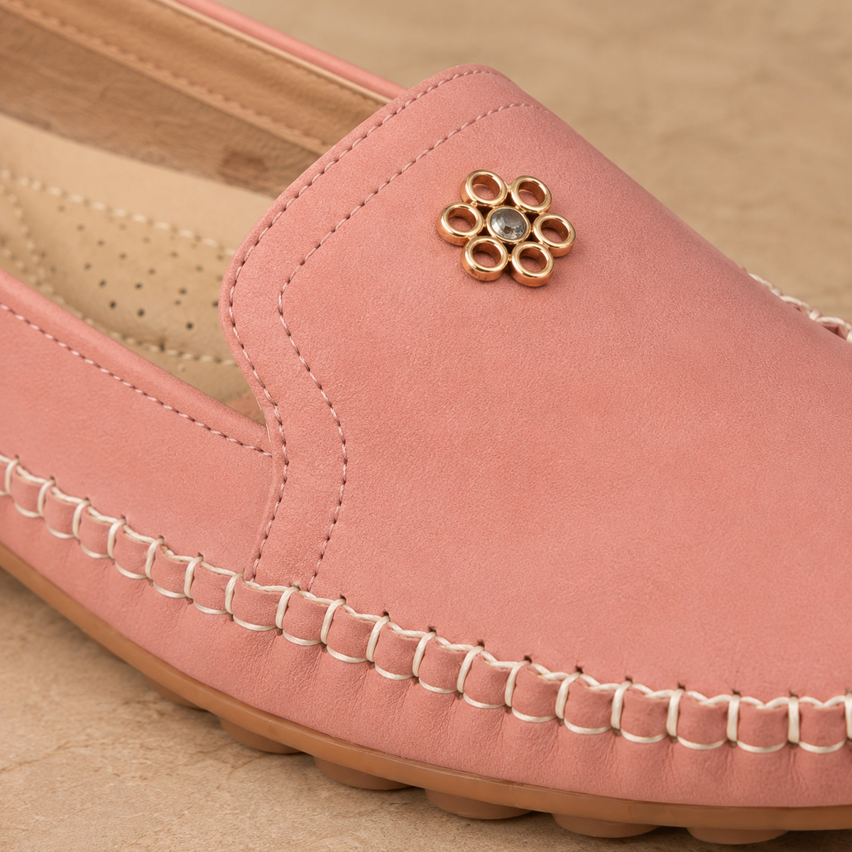 Jessica | Timeless Flower Trim Slip-On Moccasin Orthopedic Shoes