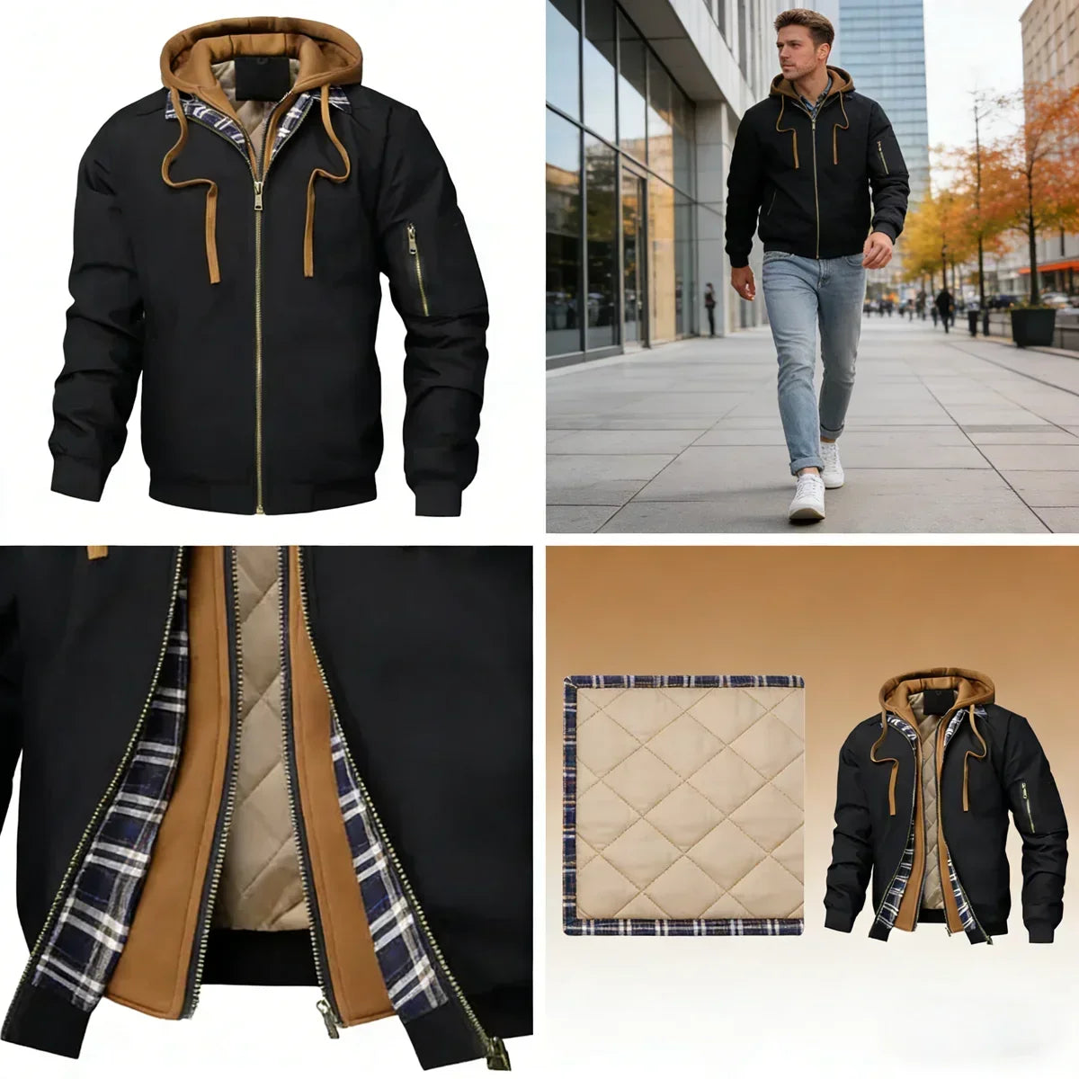 Joseph | Chic Hooded Mens Parka Jacket with Fleece Lining