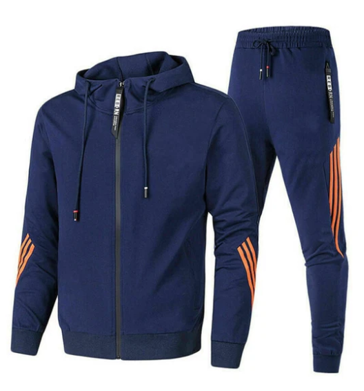 Joshua | Relaxed Striped Zip Hoodie Tracksuit Set
