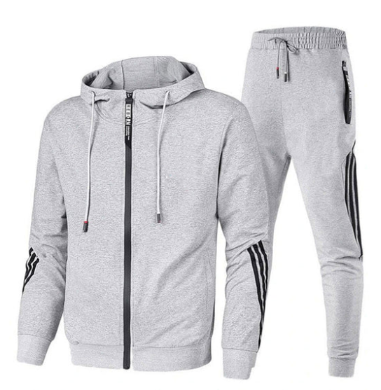 Joshua | Relaxed Striped Zip Hoodie Tracksuit Set