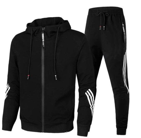 Joshua | Relaxed Striped Zip Hoodie Tracksuit Set
