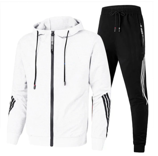 Joshua | Relaxed Striped Zip Hoodie Tracksuit Set
