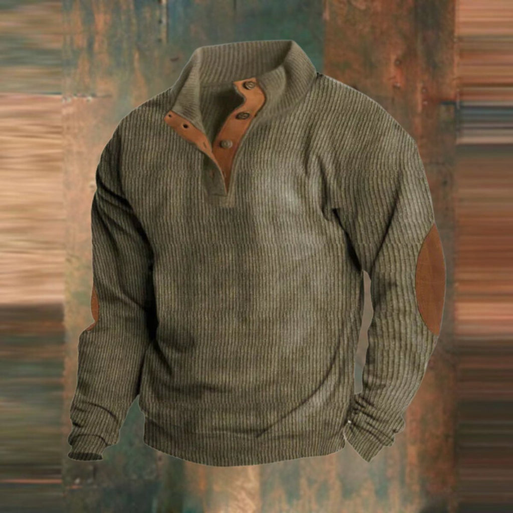 Joshua | Timeless Ribbed Mens Knit Jumper with Elbow Patches