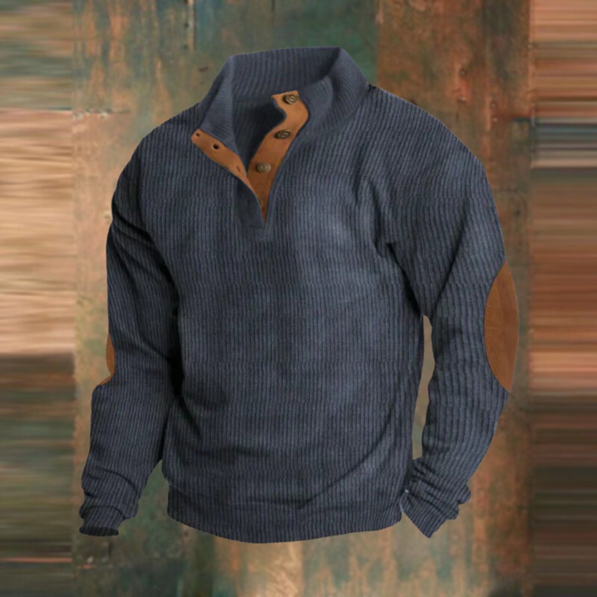 Joshua | Timeless Ribbed Mens Knit Jumper with Elbow Patches