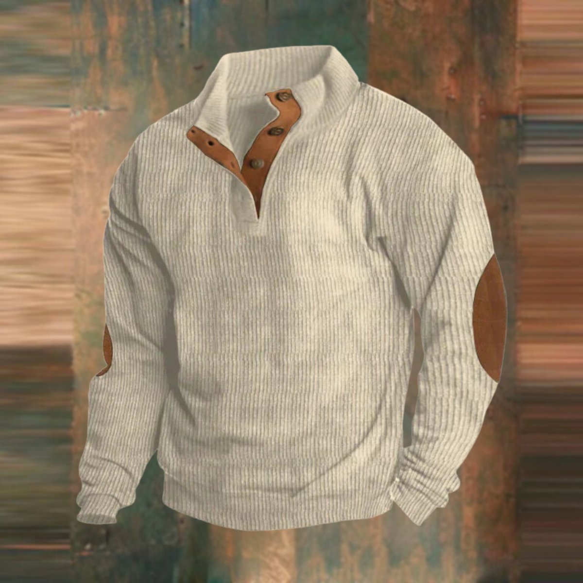 Joshua | Timeless Ribbed Mens Knit Jumper with Elbow Patches