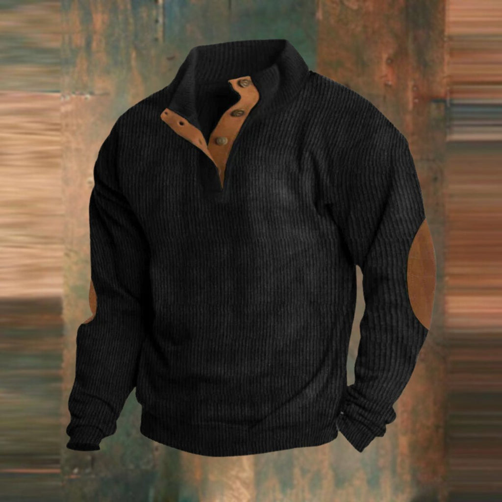 Joshua | Timeless Ribbed Mens Knit Jumper with Elbow Patches